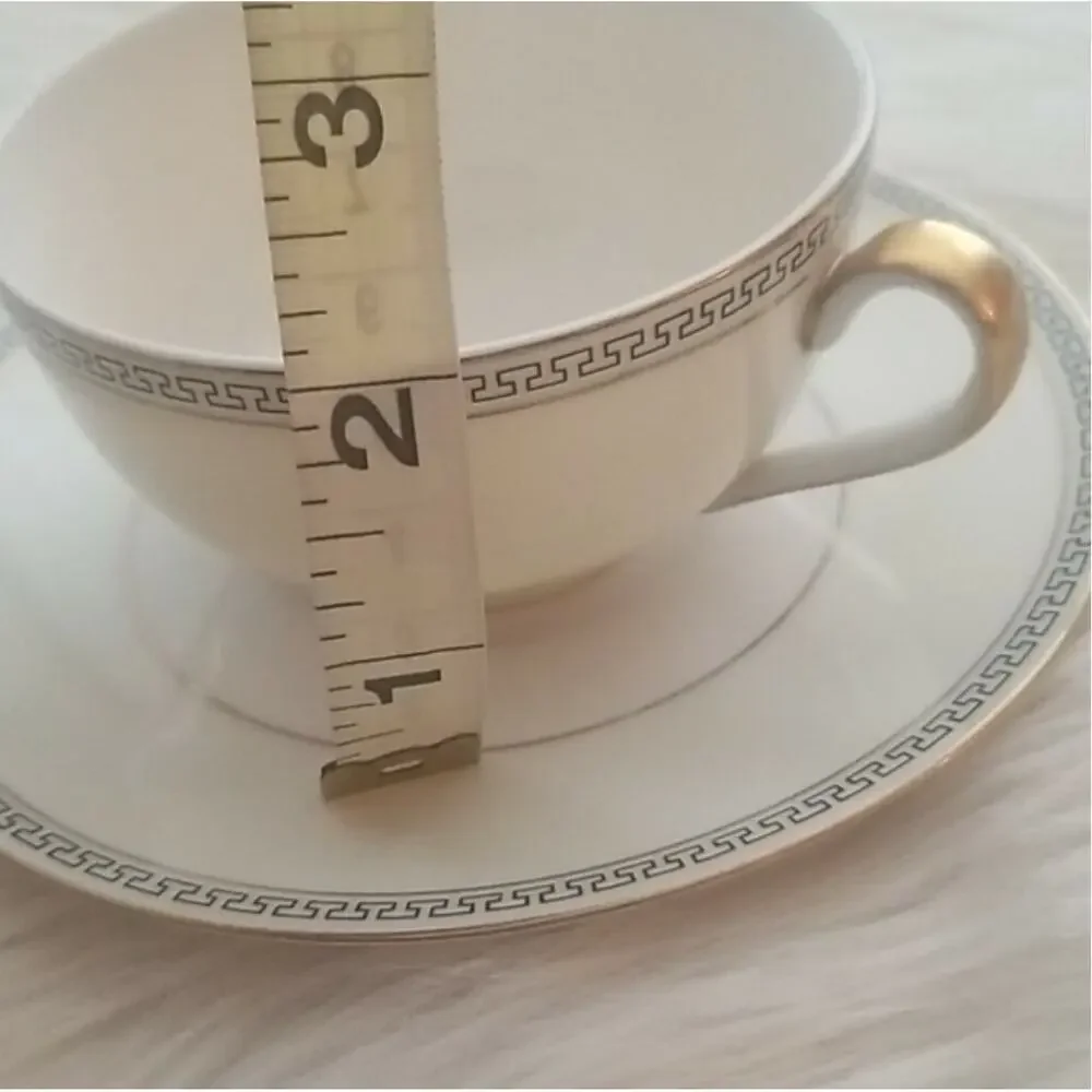 Theodore Haviland New York GREEK KEY Cup& Saucer Set White geometric